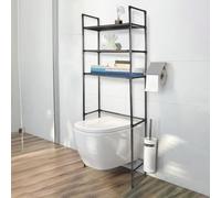 Estantería de baño, estante de almacenamiento en la parte superior de los inodoros o lavadoras, ahorro de espacio de baño, adecuado para la mayoría de los inodoros (48 x 25 x 155 cm, negro-C)