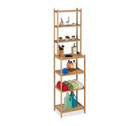 Relaxdays Estantería de Baño, Bambú, 180 x 44 x 33 cm, 7 Estantes, Mueble de Pie, Mueble Cocina, Baño y Pasillo, Natural