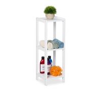 Relaxdays Estantería Baño, 3 Baldas Abiertas, Estante de Cocina Cuadrado, 65 x 22 x 22 cm, MDF, para Aseo, Blanco