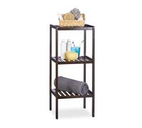 Estantería de baño, set de bambú, estable, marrón oscuro, estantería de pie