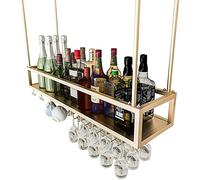 Estantería de Botellas de Vino de Oro, Techo, estanterías Colgantes de Vino, metálica, Copa, vasilla, portaobjetos para el Vino de Vidrio, Bares, cocinas, decoración, estantería: 60 80 100 1
