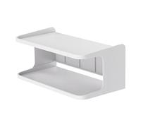 Estantería de cama Montaje en pared - Estante de pared de cama de doble bandeja con sartén, pecho de almacenamiento de pared de la mesita de noche para teléfono, remoto, auricular