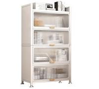 Estantería de cocina de 5 niveles con contenedores y armarios, soporte para microondas con ruedas bloqueables, aparador versátil con puerta abatible para garaje y cocina doméstica