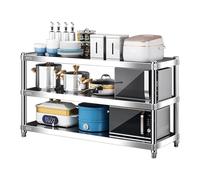Estantería de Cocina de Acero Inoxidable para el hogar, escurridor de Platos para microondas de Acero Inoxidable, estantes de Varios Niveles de pie, estantería Moderna(60x35x80cm)