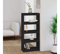 Estantería de cocina, estantería de baño, estantería de pie, estantería de pie, color negro, 60 x 30 x 135,5 cm, madera maciza de pino, para salón, oficina, dormitorio, baño