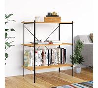 Estantería de cocina para baño, estantería de pie, estantería de exposición, con 3 B, color negro y roble 80 x 40 x 92 cm, para salón, oficina, dormitorio, baño