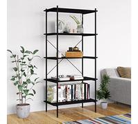 Estantería de cocina para baño, estantería, estantería de pie, con 5 B, negro, 80 x 40 x 163 cm, para salón, oficina, dormitorio, baño