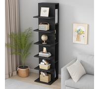 Estantería de columna compacta, moderna estantería de almacenamiento para el hogar y la oficina, elegantes estantes de exhibición para espacios pequeños, color negro, 150 cm, ideal para organizar