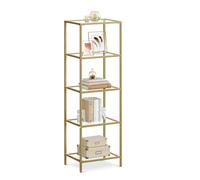 Estantería de Cristal de 5 Niveles Dorado