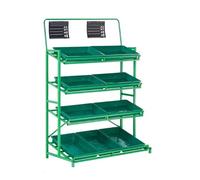Estantería de Cuatro Niveles para Verduras - Gran estantería Adecuada para mercados, Estante para Frutas con Cajas de Almacenamiento extraíbles, estantería para Tiendas minoristas, Productos