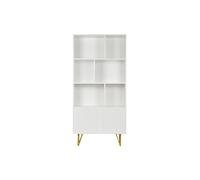 Estantería de diseño con grabados blanco mate y metal dorado con 2 puertas 86 cm OZEN