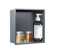 Estantería de ducha cuadrada para baño, nicho de baño húmedo, divisor de almacenamiento de ducha enchufable de pared, estantes de baño de acero inoxidable 304, no requiere azulejos, impermeable y resi