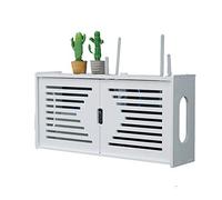 Estantería de enrutador de Pared, Color Blanco, Caja de Almacenamiento para Router WiFi, decodificador de TV Caja de Almacenamiento de Pared, Router de Almacenamiento de Caja, Madera y plástico fácil