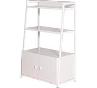 Estantería de escalera abierta de 4 niveles con cajones de almacenamiento, estantería industrial independiente, estante moderno para sala de estar, dormitorio, oficina en casa, baño