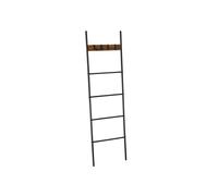 Estantería de Escalera Inclinada Marrón Rústico y Negro