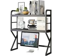 Estantería de escritorio ajustable de 2 niveles, estante multiusos para oficina, soporte de exhibición de almacenamiento que ahorra espacio, color negro, 120 cm, ideal para uso doméstico y de oficina