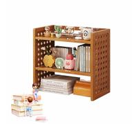 Estantería de escritorio ajustable de bambú resistente para oficina en casa y dormitorio, estante de almacenamiento de bricolaje (marrón, 40 x 20 x 40 cm), solución elegante y funcional