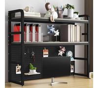 Estantería de escritorio ajustable - Unidad de almacenamiento de metal para organización de oficina, diseño de madera resistente para una visualización eficiente del escritorio y utilización del