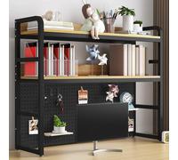 Estantería de escritorio ajustable - Unidad de almacenamiento de metal para organización de oficina, diseño de madera resistente para una visualización eficiente del escritorio y utilización del
