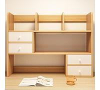 Estantería de escritorio con 4 estantes, ideal para dormitorio universitario, oficina en casa o sala de estar, cabe en la parte superior del escritorio, acabado de madera, perfecto para escritorio de