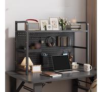 Estantería de Escritorio con Tablero Metálico Perforado - Adecuada for Monitor de Ordenador, Librería Estantería for Oficina, Casa, Estudio y Dormitorio(Black,115 * 20 * 68)