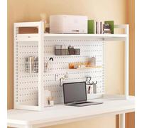 Estantería de Escritorio, con Tablero Perforado Altura Regulable Admite Monitor de 32 Pulgadas, Librería Estantería for Oficina Casa Estudio y Dormitorio(White,130x30x82)