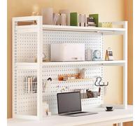 Estantería de Escritorio, con Tablero Perforado Altura Regulable Admite Monitor de 32 Pulgadas, Librería Estantería for Oficina Casa Estudio y Dormitorio(White,110x30x100)