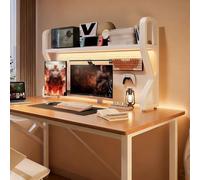 Estantería de escritorio de 2 niveles con tablero de clavijas, multiusos, color blanco, para dormitorio y oficina en casa, estantería de escritorio de 130 cm, nizer para Boo & Decor