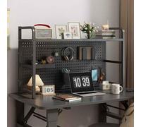 Estantería de escritorio de bricolaje, estante de almacenamiento de metal negro para mesas de computadora, 115 x 20 x 68 cm, elegante nizer de biblioteca, perfecto para el hogar, oficina y espacio de