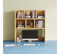 Estantería de escritorio de madera independiente, estante compacto para organización de escritorio, organizador perfecto para el hogar, oficina o escuela (tamaño: 80 cm, color: natural)