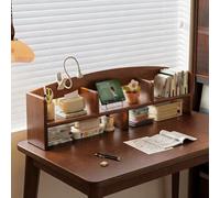 Estantería De Escritorio De Madera: Organizador De Mesa Con Almacenamiento Abierto Y Estante Expositor; Estantería Compacta Para Encimera(Walnut,39 * 7 * 11in/100 * 20 * 30cm)