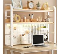 Estantería de Escritorio Estructura de Acero Gruesa con Tablero Perforado Estantería de Escritorio de 2/3 Niveles for el Hogar, Suministros de Oficina(Natural,120 * 20 * 93)