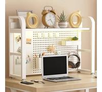 Estantería de Escritorio Estructura de Acero Gruesa con Tablero Perforado Estantería de Escritorio de 2/3 Niveles for el Hogar, Suministros de Oficina(White,80 * 20 * 66)
