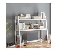 Estantería de escritorio Hutch, 2-Tier Desk Bookshelf Organizer Storage White Multiple Sizes MDF Iron Frame(L 95cmxW 32cmxH 90cm)