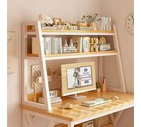 Estantería de escritorio Hutch, 2-Tier Desktop Bookshelf For Computer Desk White Black 21.6-45.2x12x35in(White,37.4 * 12 * 35in)