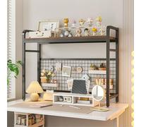 Estantería de escritorio Hutch, Metal Desktop Bookcase 2-Tier 3-Tier Storage Hutch Black White Multiple Sizes(Black,2-Tier 75cm(29.5in))