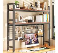 Estantería de escritorio Hutch, Metal Desktop Bookcase 2-Tier 3-Tier Storage Hutch Black White Multiple Sizes(Black,3-Tier 75cm(29.5in))
