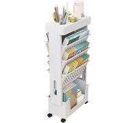Estantería de escritorio móvil for el aula, carrito de utilidad rodante de 5 niveles con ruedas, organizador de escritorio, revistero de libros, carrito de almacenamiento delgado for el hogar, la coci