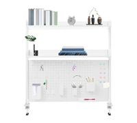 Estantería de escritorio multiusos con clip para escritorio, diseño abierto, colores a elegir, tamaños de encimera, estantería con clip para estudio, dormitorio (blanco, 100 x 95 x 12,5 cm)