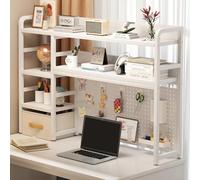 Estantería de Escritorio Tablero de Densidad Engrosado de 15mm con Tablero Perforado Estanteria Escritorio for el Hogar, Suministros de Oficina, Estantería(White,115cm)