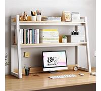 Estantería de escritorio trapezoidal: estante de almacenamiento de escritorio de hierro forjado de 2 niveles, soporte para monitor de escritorio de computadora, organizador de estantería multifuncio