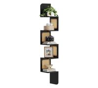 VASAGLE Estantería de Esquina Flotante, 5 Niveles, Zigzag, Ratán de PVC | Montada en la Pared, Estilo Boho, Cocina, Dormitorio, Salón, Negro Ceniza y Amarillo Ganso, Colección ELLAN LLS582B21