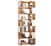 Estantería de esquina grande de 5/6/7 pisos, Librería De Pie para Sala Estantería De Almacenaje, Estanteria Almecenaje para Oficina, Salón, Habitación Infantil, Estudio(White,65x45x222cm/26x16x87in)