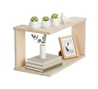 Estantería de esquina - Organizador de estatuas de madera de doble nivel, estantería para libros de pared en forma de L, para apartamento, hogar, salón, dormitorio, cocina, estudio, tienda, galería