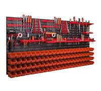Estantería de herramientas 1728 x 780 mm, cajas apilables, soporte para herramientas, placa de pared, guías de montaje, garaje, almacenamiento, taller, hobby (88 cajas naranjas)