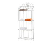 Estantería de Hierro Plegable Flora I Estantería Plegable Decorativa con 4 Estantes I Estantería de Hierro Multiusos de 4 Niveles I Color:, Color:Blanco