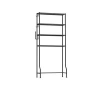 SONGMICS Estantería de Inodoro de 4 Estantes, Estante de Metal para el Baño, Estantes Ajustables, con 4 Ganchos y Portarrollos, Ahorra Espacio, 30 x 83 x 176 cm, Negro BTS023B01
