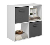 Estantería de libros 4 cubos abril, estantería de pie 2 cajones tela salón 60x60x28 cm