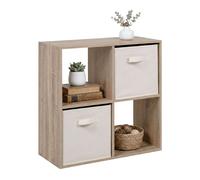 Estantería de libros 4 cubos abril, estantería de pie 2 cajones tela salón 60x60x28 cm