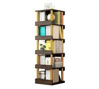 Estantería de libros Estantería de almacenamiento de nogal Estantería de pie de 5 capas Estantería de exhibición giratoria de 360° Estante de libros de pie de lujo Ahorra espacio (A 40*40*158cm)